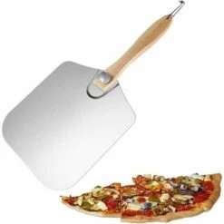 TANèTUE Pelle à Pizza Spatule, Pelle à Pizza, Pelle à Pizza Aluminium Et Bois, Pelle à Pizza Aluminium Métal, Avec Manche En Bois Pliable, Pour La Cuisson Du Pain à Pizza Fait Maison