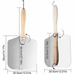 TANèTUE Pelle à Pizza Spatule, Pelle à Pizza, Pelle à Pizza Aluminium Et Bois, Pelle à Pizza Aluminium Métal, Avec Manche En Bois Pliable, Pour La Cuisson Du Pain à Pizza Fait Maison -Four à pizza Soldes 2022 67427134 3