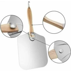 TANèTUE Pelle à Pizza Spatule, Pelle à Pizza, Pelle à Pizza Aluminium Et Bois, Pelle à Pizza Aluminium Métal, Avec Manche En Bois Pliable, Pour La Cuisson Du Pain à Pizza Fait Maison -Four à pizza Soldes 2022 67427134 4