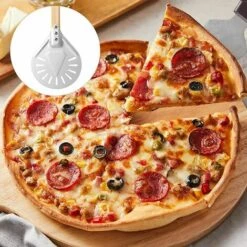 FLYME Pelle à Pizza Perforée,pelle à Pizza Antiadhésive à Manche En Bois De 7/8 Pouces à Pizza Pagaie à Pizza En Aluminium Tournant La Peau De Four à Pizza Pour Les Boulangers à Pizza Faits Maison 7 Inch -Four à pizza Soldes 2022 67553712 5
