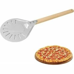 ECHOO Pelle à Pizza Perforée,pelle à Pizza Antiadhésive à Manche En Bois De 7/8 Pouces à Pizza Pagaie à Pizza En Aluminium Tournant La Peau De Four à Pizza Pour Les Boulangers à Pizza Faits Maison 7 Inch