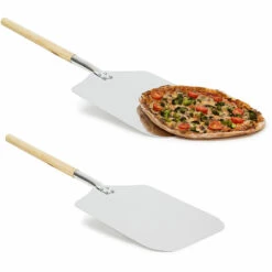 Relaxdays Pelle à Pizza Rectangle 30,5 X 79 Cm En Métal Avec Manche En Bois Lot De 2 Pelle Pour Four Pain, Métal Et Bois